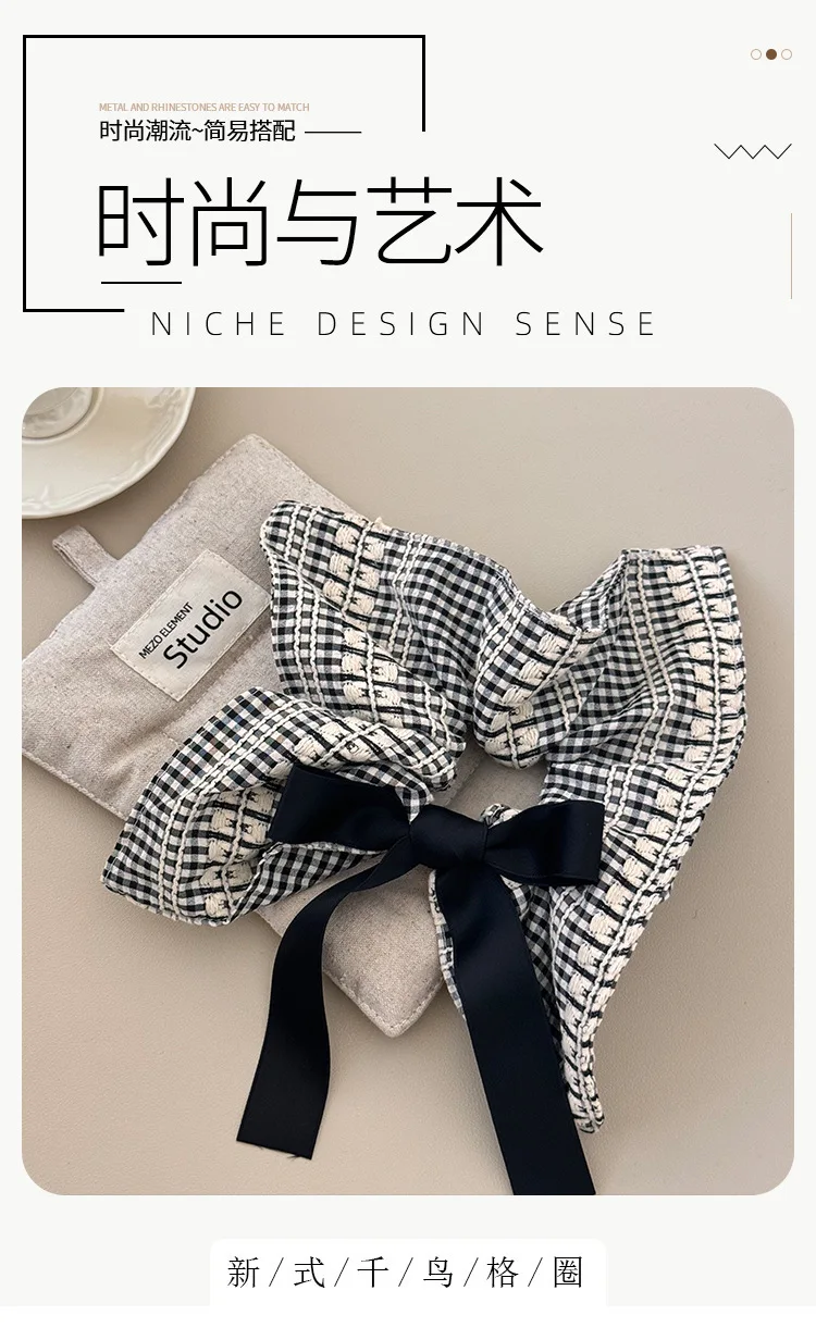 1Pcs frauen Haar Scrunchy Koreanische Plaid Süße Einfache Retro Bogen Kawaii Jk Lolita Haar Bands Vielseitig Haar Zubehör für Mädchen – Detail 1