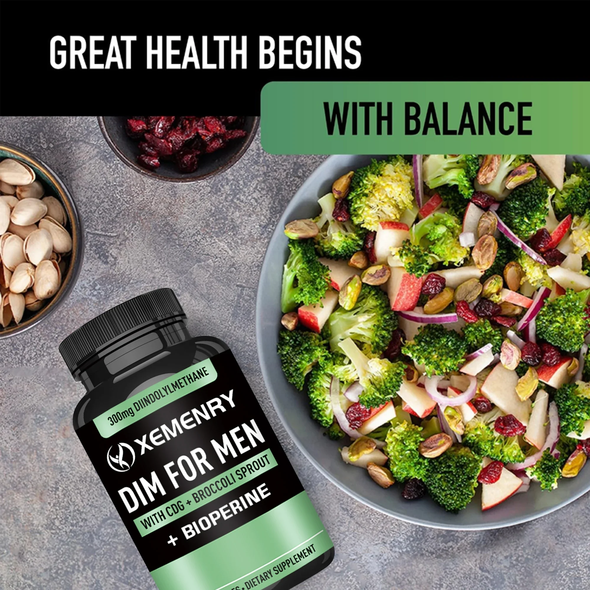 DIM for Men Capsules-Balance Hormones, Boost Metabolism, and Increase Muscle Mass-120 Capsules