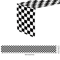 Racing Car Theme Birthday Party Supplies Set with Checkered Design - Includes Balloon Banner, Plates, Cups, Napkins, Food Boxes, and Gift Bags (Table flag)