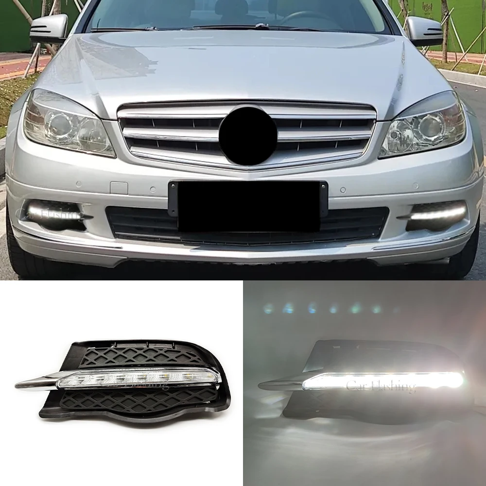Car LED Daytime Running Light DRL Fog Lamp Cover For Mercedes Benz C