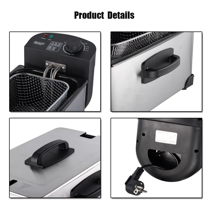 Powerful Electric Deep Fryer Anti-Scald Stainless Steel Adjustable Temperature Commercial Home Small Electric Fried Oven