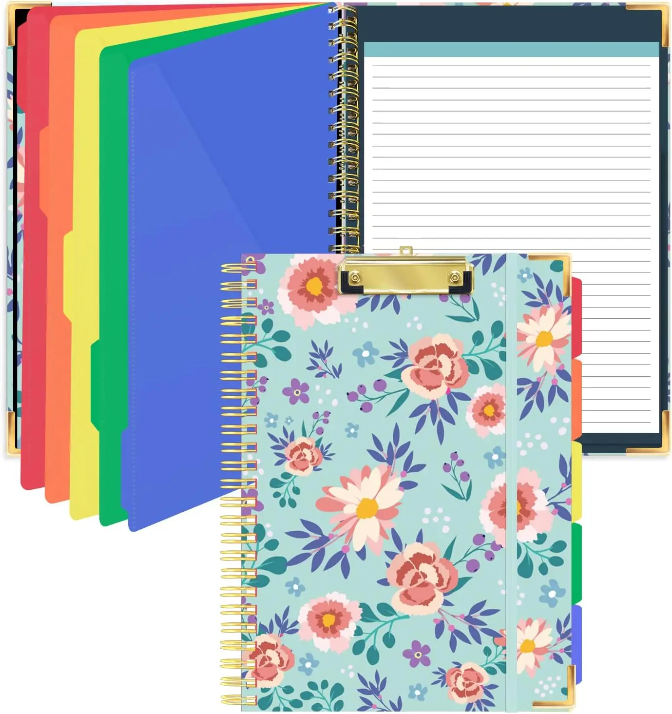 File Folders Kisdo Clipboard Folio Refillable Lined Notepad Letter Size Memo Pad Clip Board Spiral Notebook Paper Folder