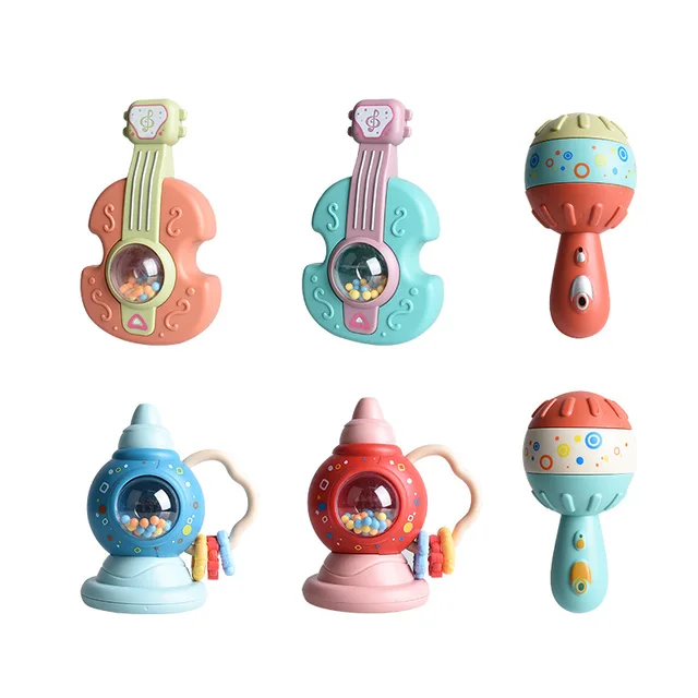 Newborn Baby Rattles Grab Ability Training Toys Chews Food Grade Silicone Teethers Soft Rubber Stroller Bed Hanging Bell Kid Toy 1