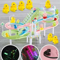 Electric Duck Climbing Stair Track Toy Fun Electronic Music Light Roller Coaster Slide Climbing Stair Toy For Kids Birthday Gift 1