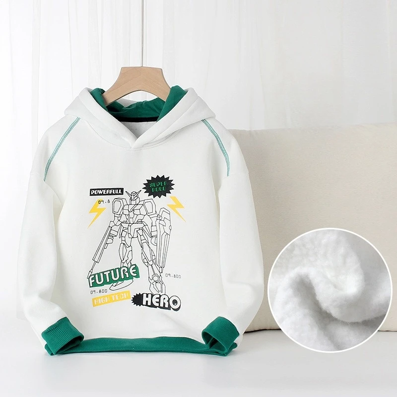 New Warm Thicken Children Sweatshirts Fleece Hoodies Boys Outwear Coat Jackets Autumn Winter Casual Loose Kids Sweaters Clothing