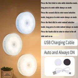 LED Motion Sensor Night Light - USB Rechargeable, Multi - Color, Wireless (3Color)