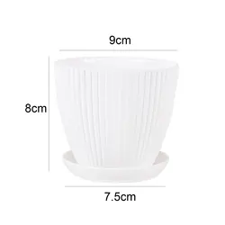 Green Double - Layer Plastic Flower Pot with Tray - Succulent Planter (White 9cm)