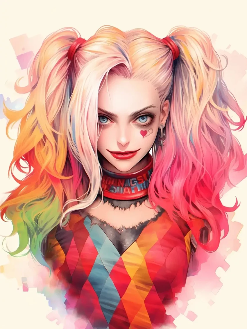 DIY Cartoon Girl Diamond Painting Kit Harley Quinn Sticker Diamond  Embroidery Ugly Girl Colorful Art Gift - AliExpress, image size:850x1134