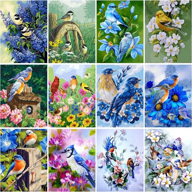 

CHENISTORY DIY Frame Painting By Numbers Kits Birds Animals Canvas By Numbers Handcraft Acrylic Paint On Canvas For Home Decor