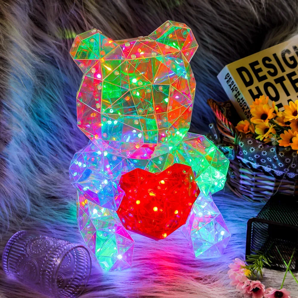 30cm Teddy Bear Doll Gift Lamp Colorful Sparkling Romantic Surprise LED gift Light Girls Birthday Valentine's Day Bedroom Decor 4