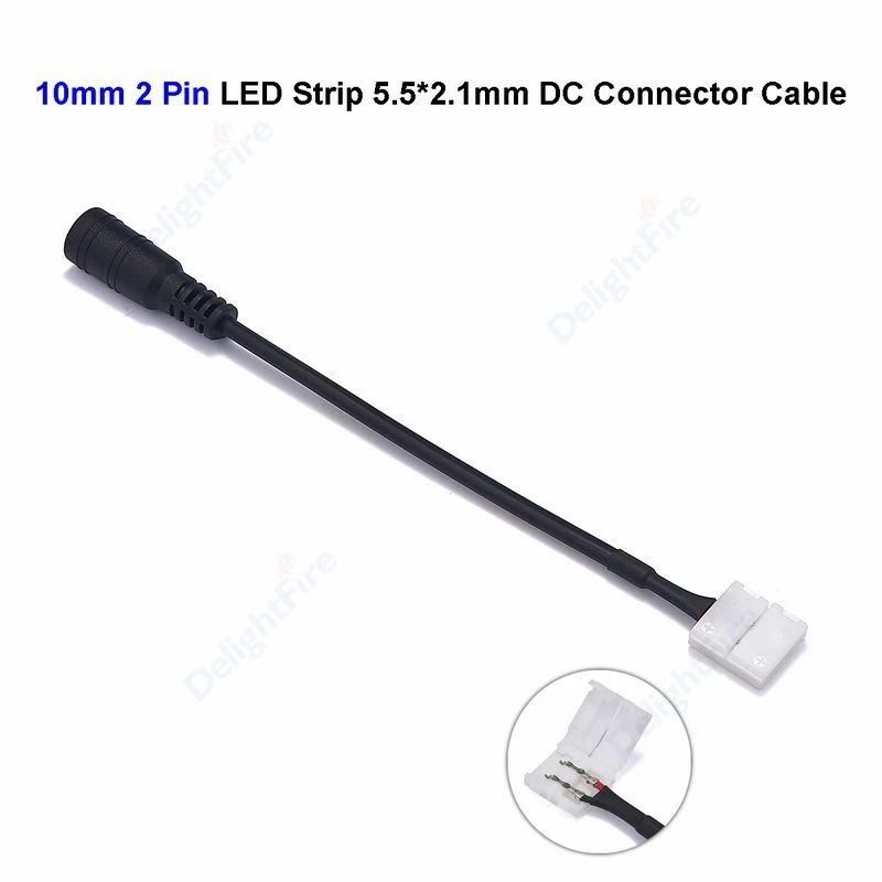 LED Strip DC Power Adapter Connector Cable 8/10mm 2 Pin Free Welding 5.5mm  2.1mm Jack Wire For 5050 3528 Single Color LED Strip