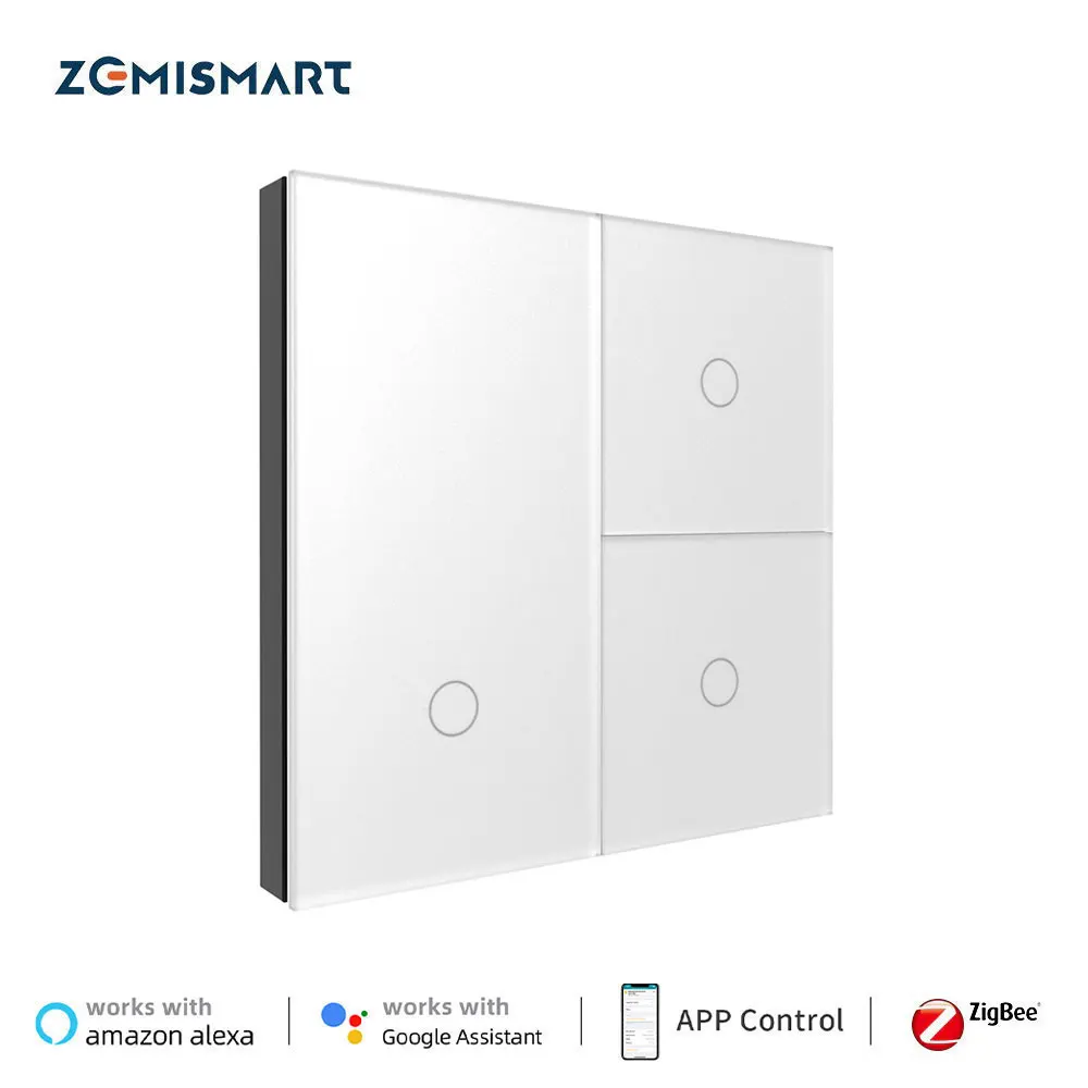 Zemismart-tuya Zigbee Interruptor Inteligente de Luz de Parede Botão ue Interruptor Gang Gangs Gangs Suporte Homekit Siri Alexa Google Home
