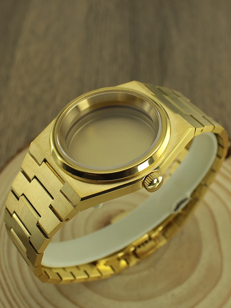 Sapphire 40 mm NH35 Gold Uhrengehäuse Zubehör für PRX Super Player Mod Teile NH35 NH36 NH38 70 Movt polierte Lünette Reparaturteile – Detail 6