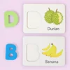 Children's Wooden Toys English Letter Cognitive Card Baby Enlightenment Early Education Fruit And Vegetable Puzzle Game Gift 3