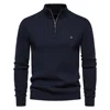 2024 New Autumn and Winter European Size Stand Collar Men's Sweater Half Zipper Solid Color Sweater High Quality Pullover 1