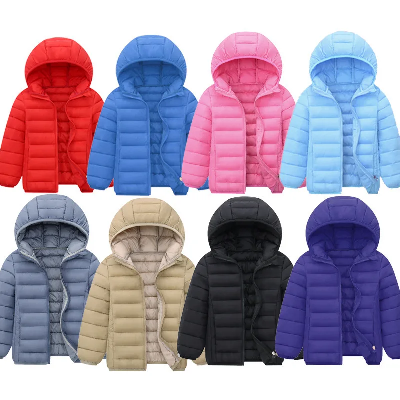 

New Winter Keep Warm Down Jacket For Boys 3-14 Years Old Colorful Stripe Design Hooded Kids Coats Children Birthday Present