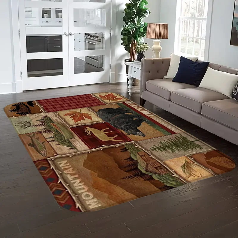 Bear Moose Wildlife Carpet for Living Room Decor Sofa Table Large Area Rugs Kitchen Hallway Balcony Rug Bedroom Entrance DoorMat 4