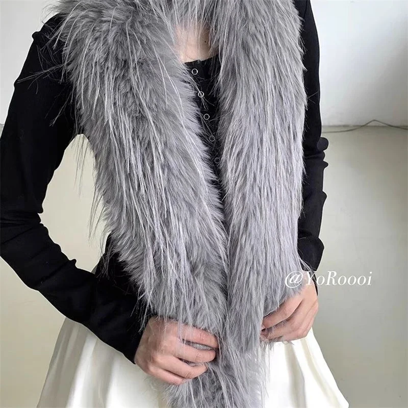 Thick Fluffy Plush Long Strip Scarf Imitation Mink Fur 180cm Y2K Girl Scarf Luxury Classic Ladies Tassels Scarf Party - Image 5