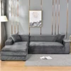 1Pcs Super Velvet Sofa Cover Thick Plush All-inclusive Sofa Slipcover For Living Room Elastic L Shaped Corner Couch Cover Need 2 2