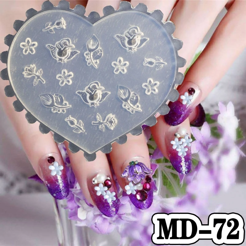 

3D Nail Art Silicone Carved Mold Acrylic Nail Art Tools Nail Art Decor Mold Nail Art Template Mould Resin Jewelry Molds DropShip