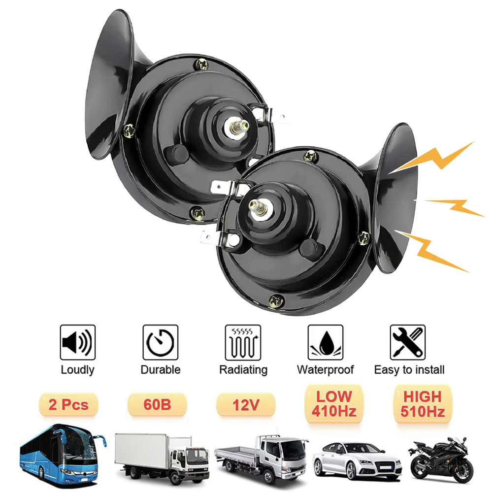 12V Car Horn 48W Waterproof Snail Air Horn 300DB Air Motorcycle Horn Auto Snail Horn for Motorcycle Car Truck SUV Boat 2