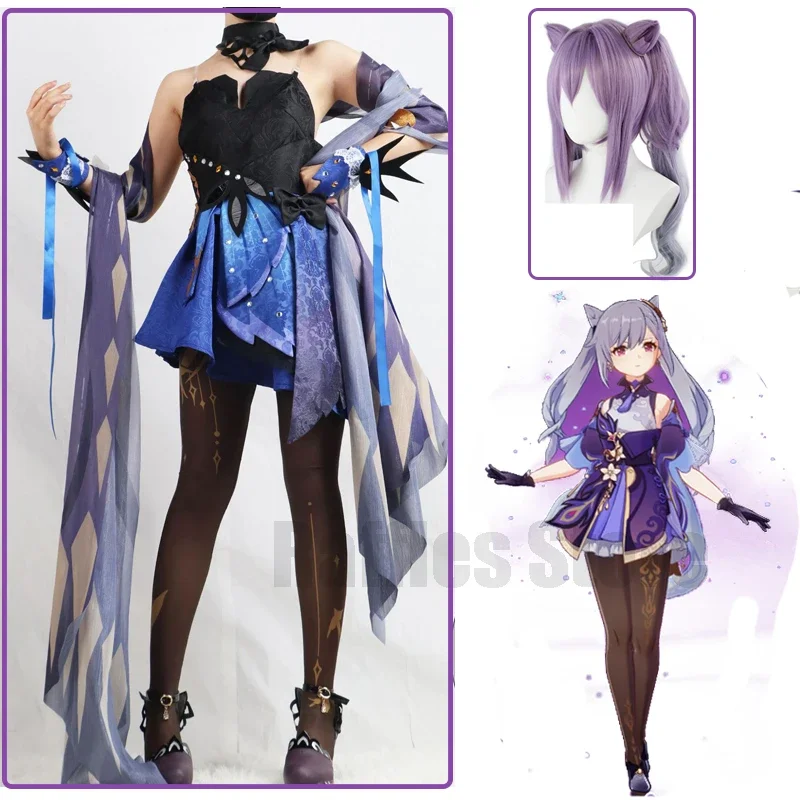 

Game Cosplay Genshin Impact Keqing Anime New Skin Suit Suit Gorgeous Sexy Ke Qing Genshin Dress Wig Outfits Comic Halloween 3XL