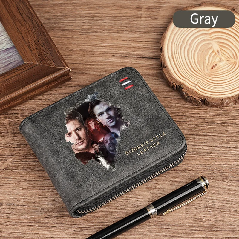 Supernatural Multifunktionale Vintage-Kurzgeldbörse für Herren mit Reißverschluss, Münzfach, lässiger Schnallen-Gürtel und Geldbeutel für Studenten als Geschenk – Detail 10