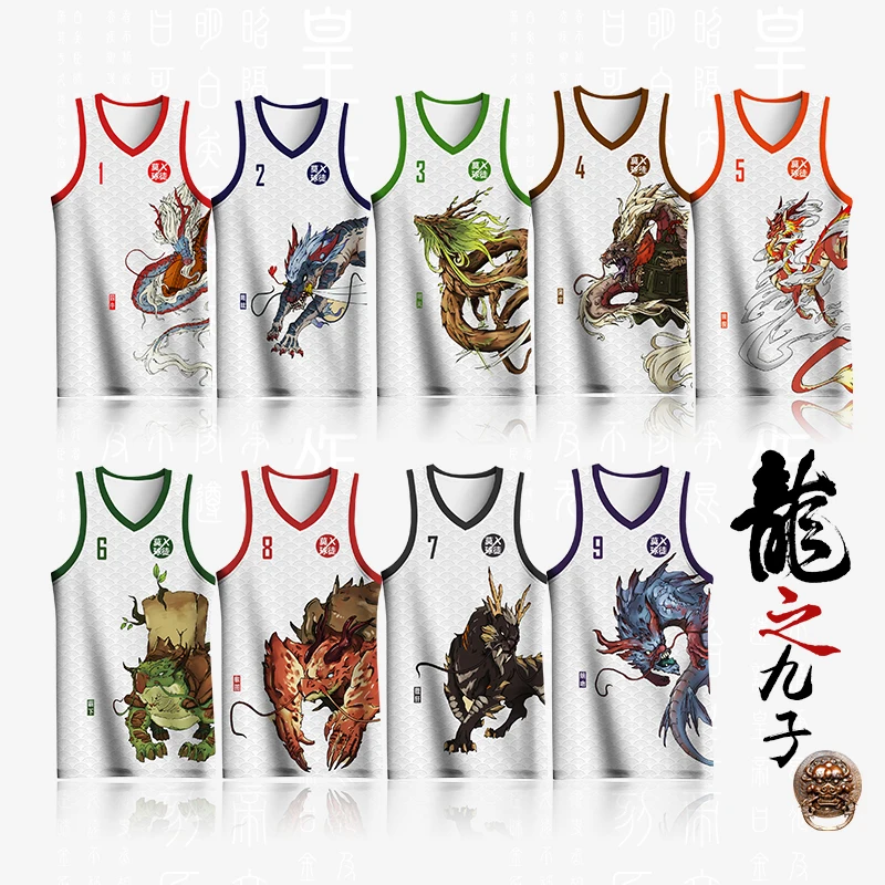 Basketball Jerseys BASKETMAN Basketball Jerseys For Men Customizable Full Sublimation Team Name Number Printed Dragon Pattern Training Clothes