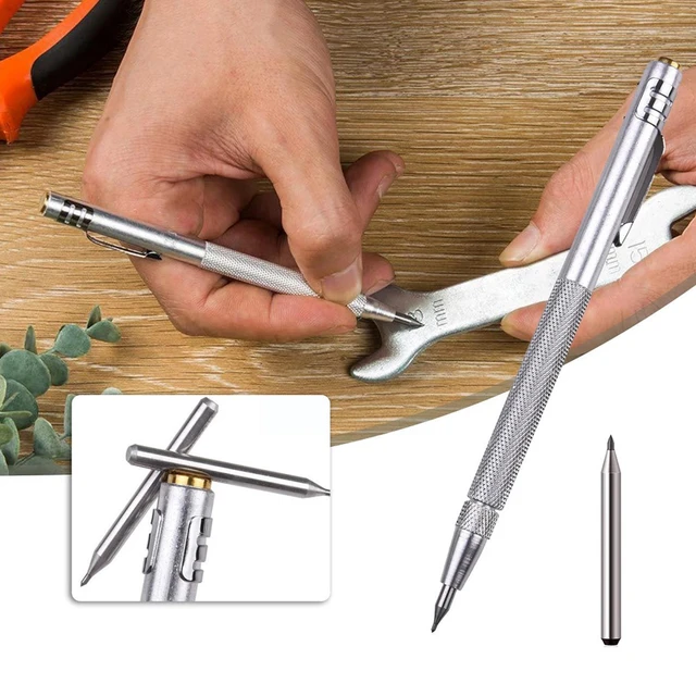 Metal Scribe, 1 Tungsten Carbide Scriber with 10 Replacement Marking Tip,  Aluminium Etching Engraving Pen for Glass/Ceramics/Metal Sheet, with 1  Stainless Steel Ruler