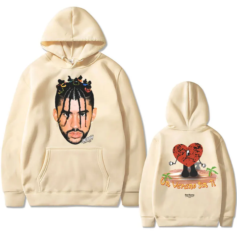 Rapper Bad Bunny Un Verano Sin Ti Album Graphic Hoodie Men Women Hip Hop Vintage Oversized Sweatshirt Male Fleece Cotton Hoodies
