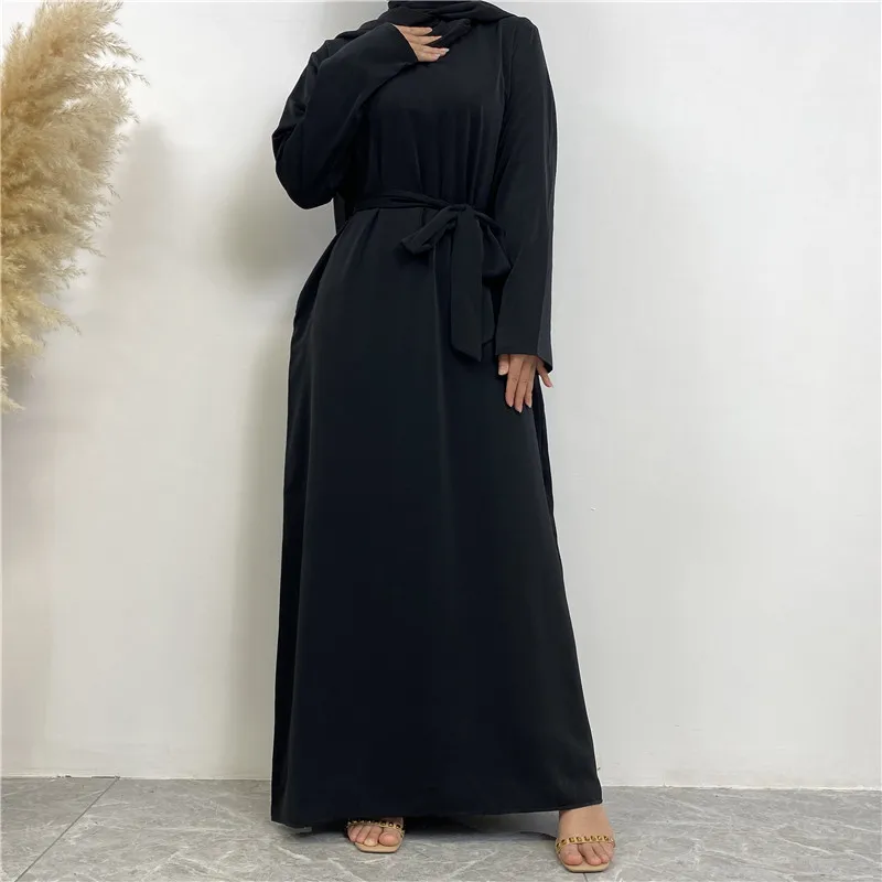 Muslim Abaya Women 2023 Jalabiya Dubai Moroccan Long Dresses Kaftan Black Solid Color Islamic Clothing Dress Saudi Robe Ramadan