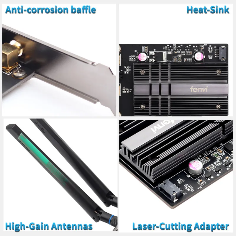 WiFi 6E AX210 PCIE WiFi Adapter 5374Mbps 802.11AX Bluetooth 5.3 Tri-Band 2.4G/5G/6Ghz Wireless Card PC Win10/11 FENVI wifi adapter