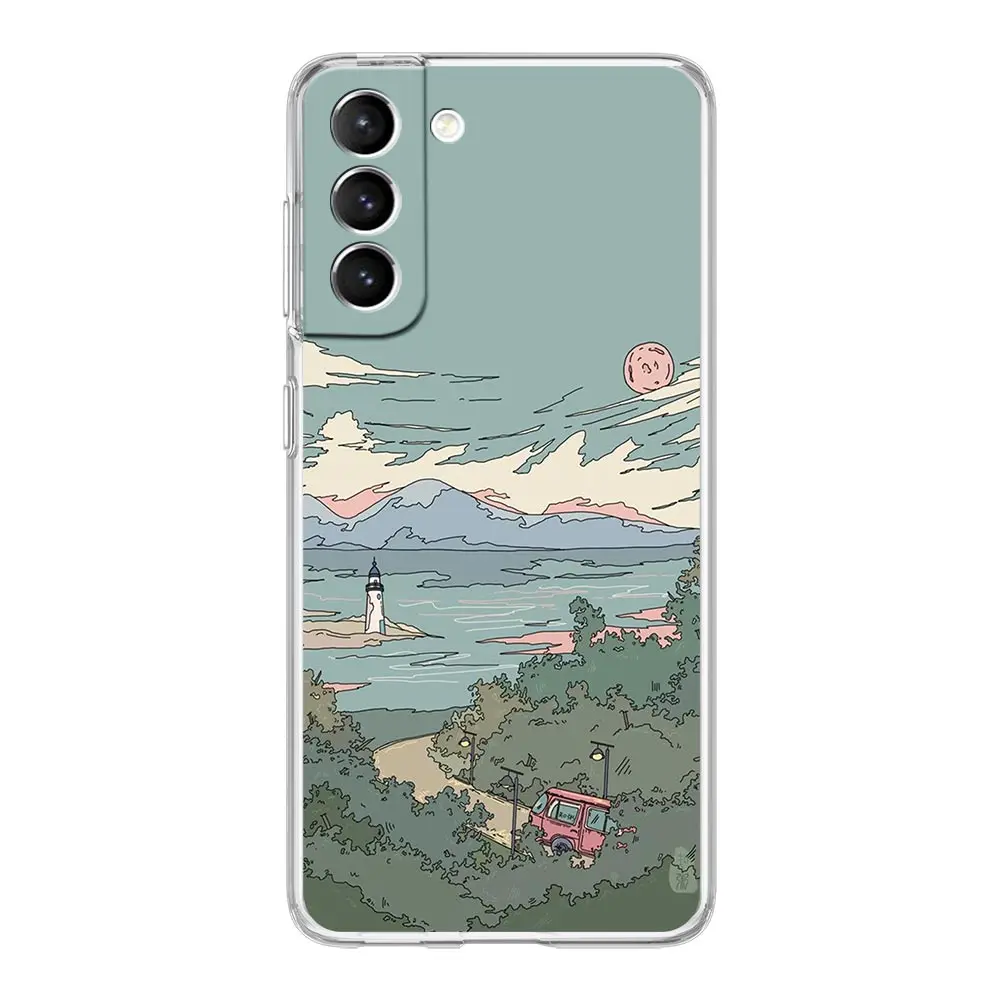 Japan Sunset Scenery Clear Soft Phone Case