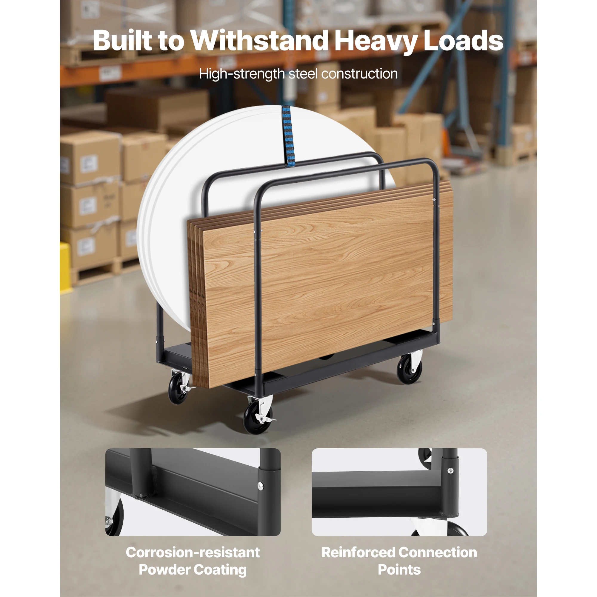 Heavy Duty Steel Drywall Panel Dolly Cart for Warehouse