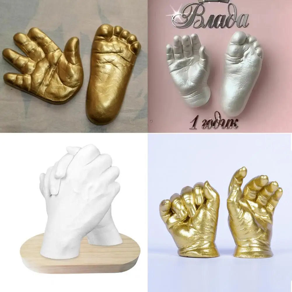 1 Set Mold Powder Creative DIY Harmless Baby Footprint Hand Plaster Molding Casting Kit for Valentine's Day Harmless Mold Powder
