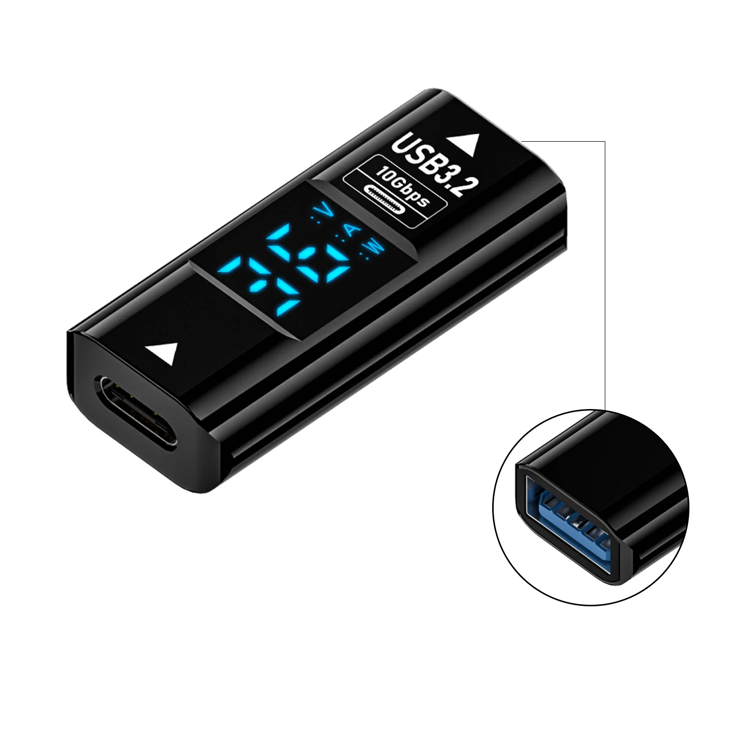 USB 3.2 타입 C 암-암 디지털 LED 디스플레이 어댑터 36W 고속 충전 10Gbps 데이터 커넥터 PC 노트북 휴대폰