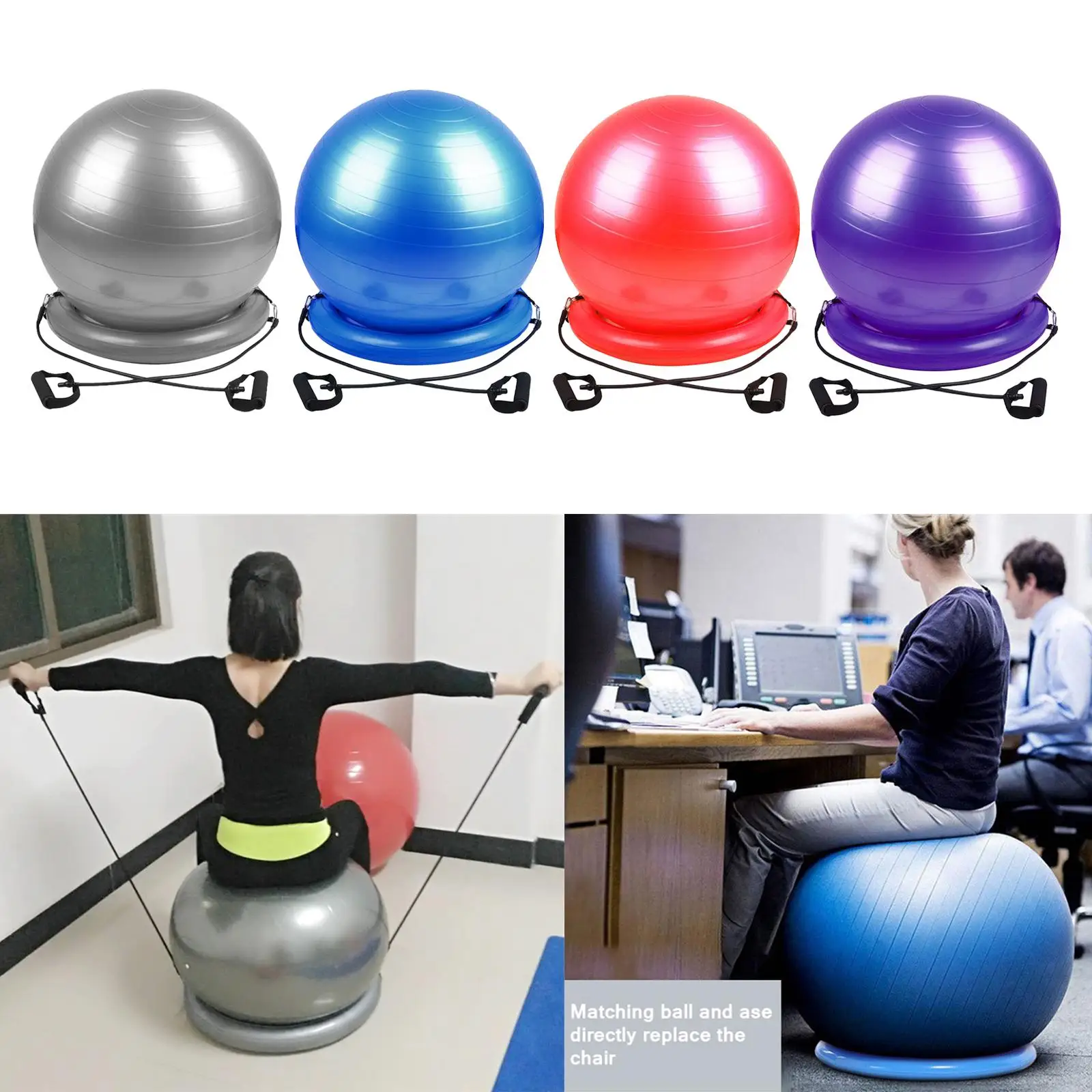 Yoga Ball Chair &ndash; Stability Ball with Inflatable Stability Base & Resistance