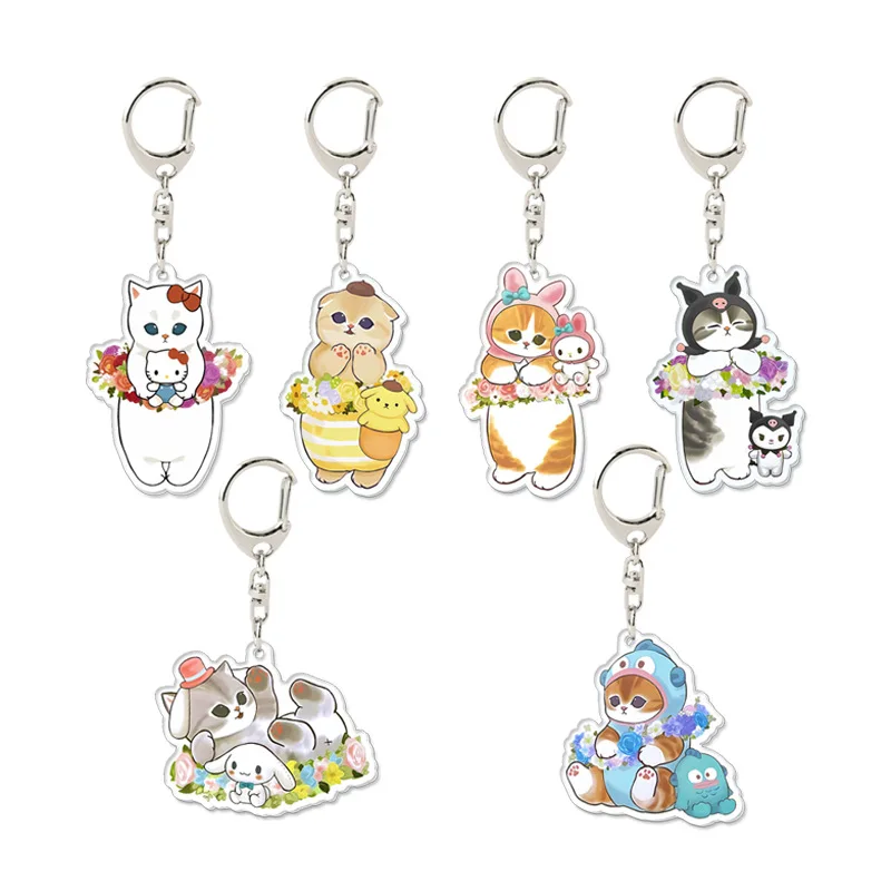 

Kawaii Mofusand Keychain Pendant Cartoon New Sanrio Acrylic Shark Cat Couple Pendant School Bag Pendant Children's Birthday Gift