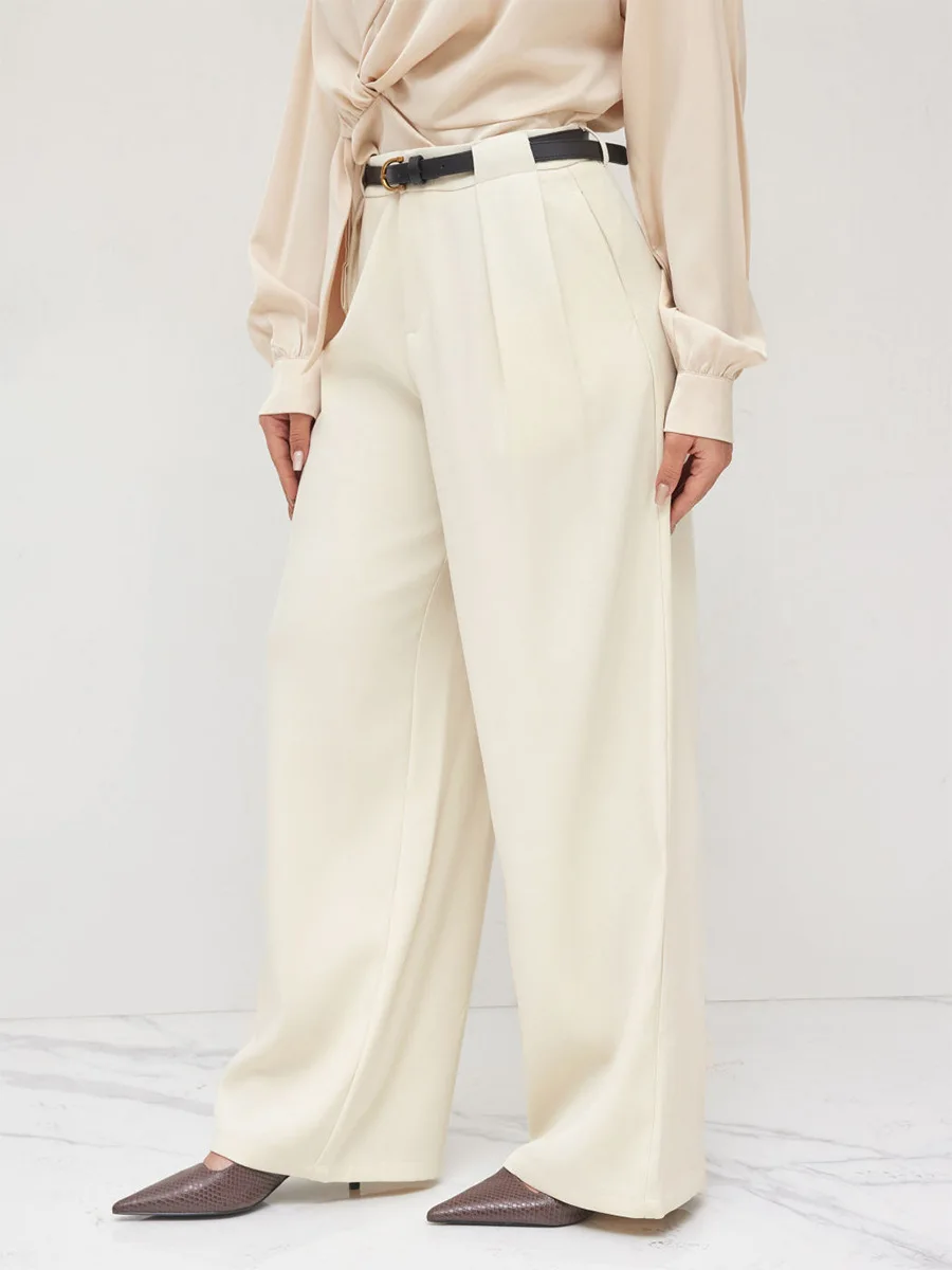 Bornladies New Autumn Winter Loose Low Waist Pants Women's Straight Leg Suit Wide Leg Elegant Commuting Trousers