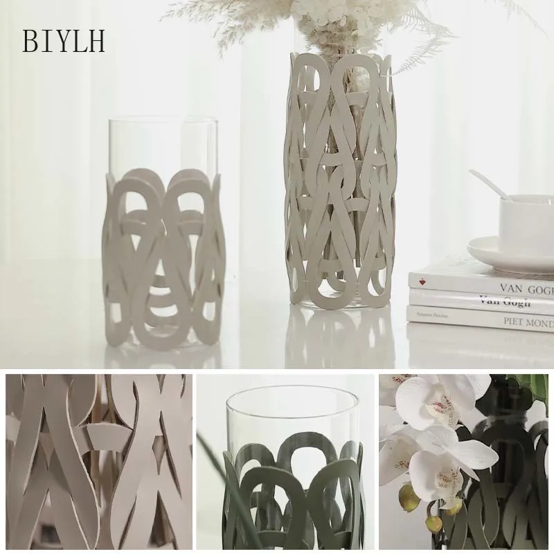 Nordic Modern Glass Vase Woven Leather Light Luxury Home Decoration Vase Living Room Dining Room Tabletop Flower Arrangement 5