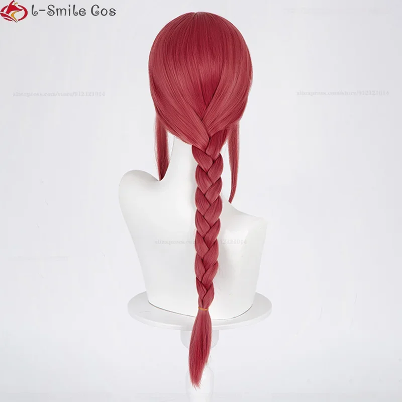 Makima Cosplay Perücke – Rote Anime Wig, Hitzebeständig, Synthetisch, Halloween 6