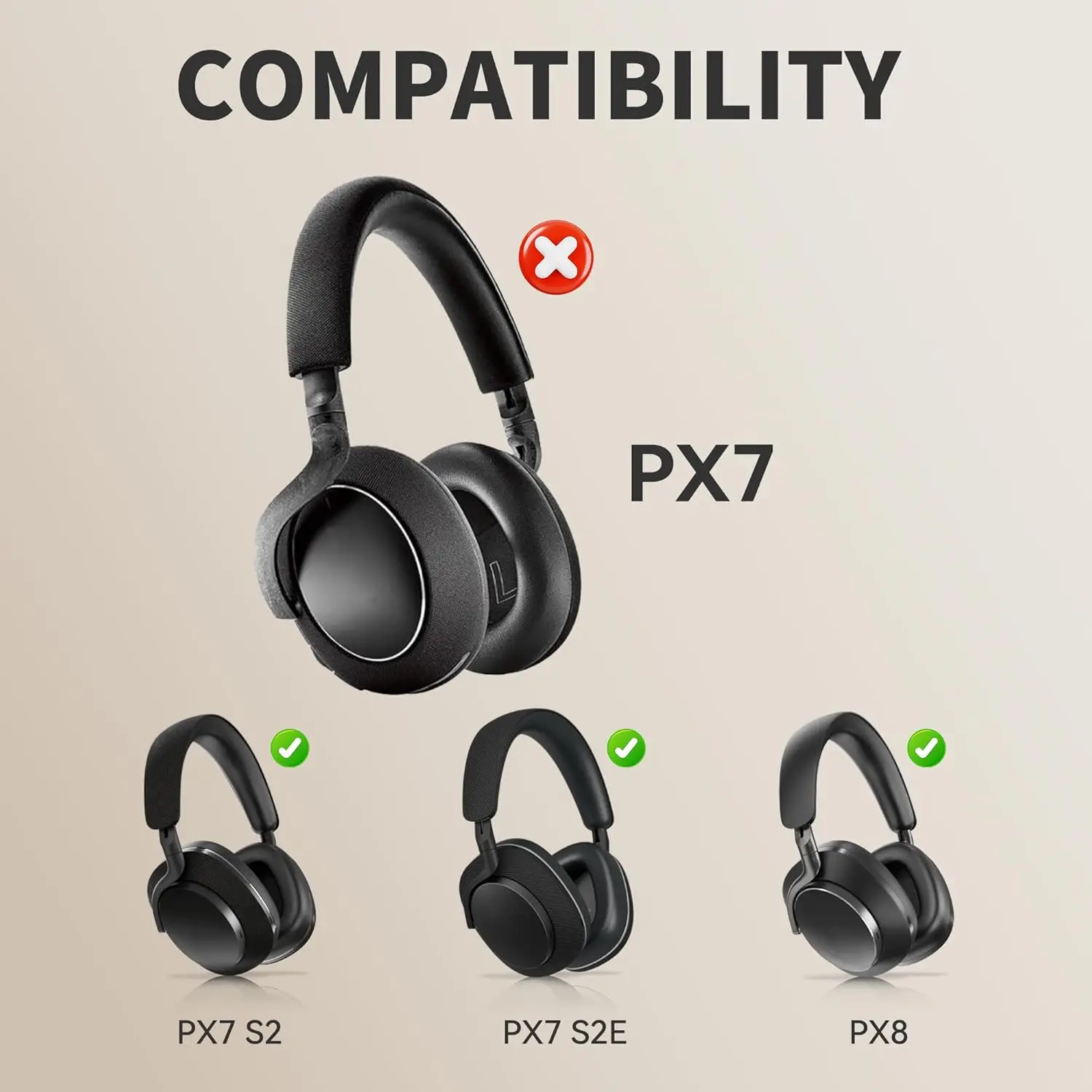 Cooling Gel Earpads Replacement for Bowers & Wilkins PX8/PX7 S2/PX7 S2e Headphones Ear Pads Cushion Earmuffs for B&W PX8