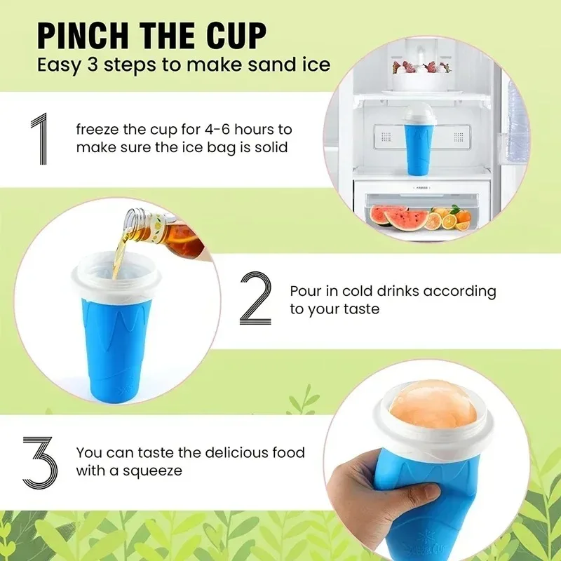 Homemade Smoothie Cup Quick-Frozen Ice Cream Milkshake Bottle Summer DIY Juice Iced Cup Freezed Portable Squeeze Slushie Cups