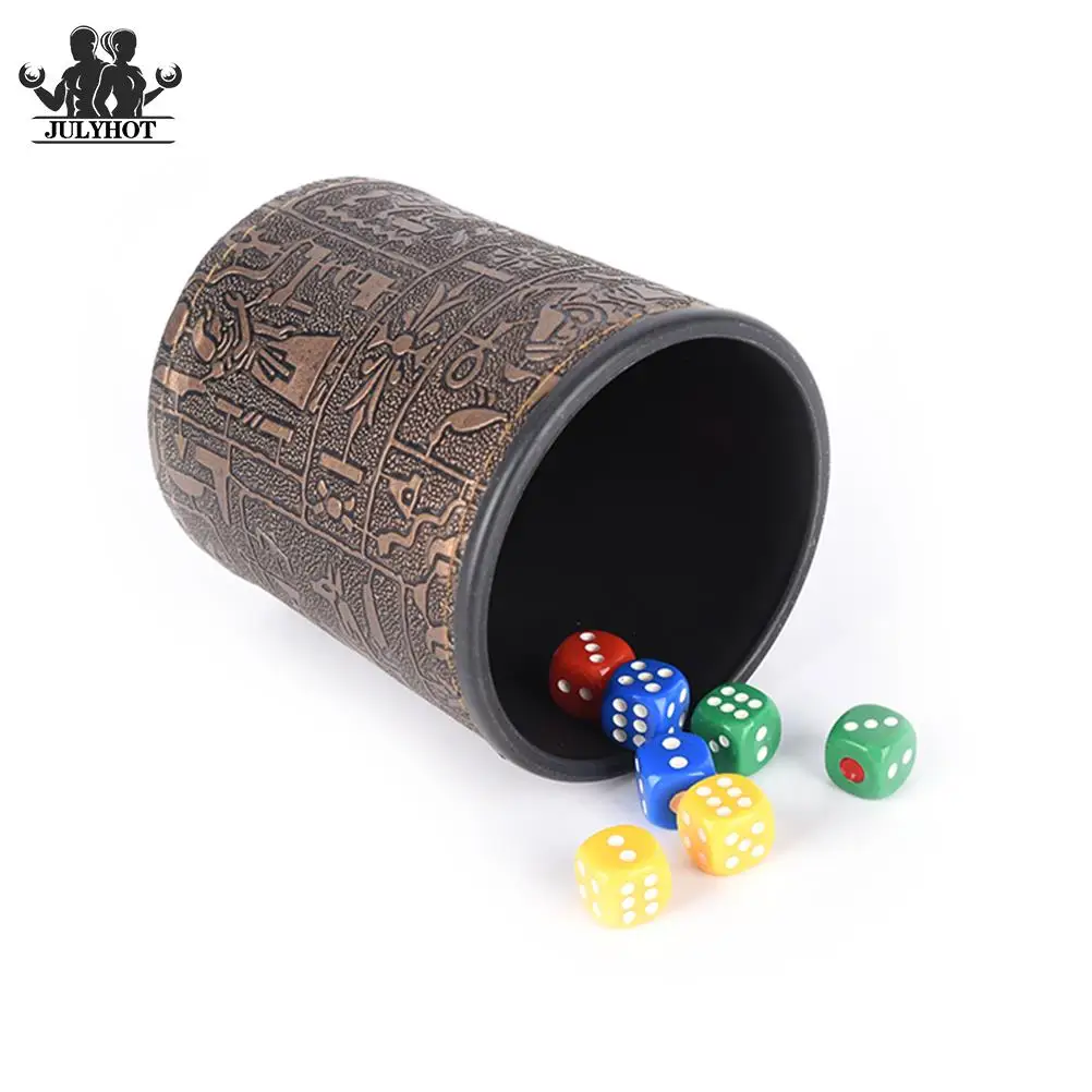 PU Leather Dice Cup Without Dice High Quality Brown Rune Dice Cup For Party Drinking Game Bar Clubs Entertainment Dice Cup Only