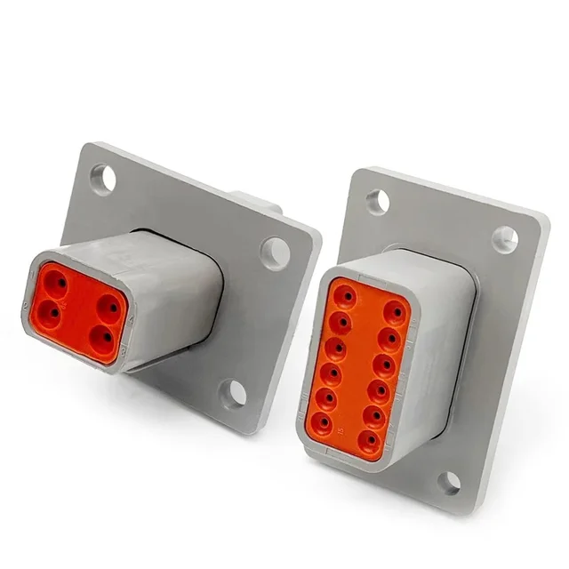 Deutsch DT Series IP68 Waterproof Connector with Fixed Flange Plug DT04-2P/12P for Auto/Truck/Bus Wiring 22-16AWG 2