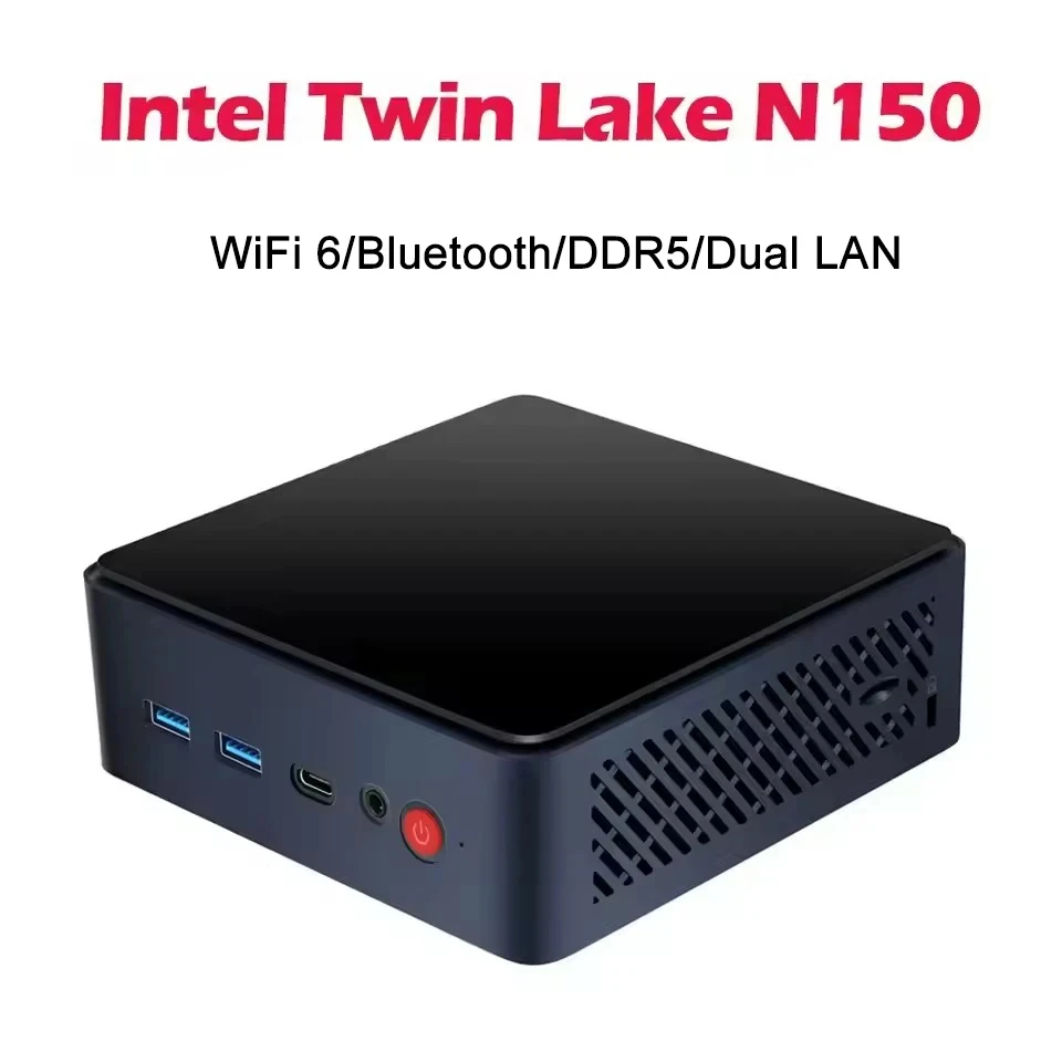 מחשב מיני SZBOX R15 Intel N150 עם מערכת הפעלה Windows 11 Pro, WiFi6, Bluetooth, DDR5, M.2 NVMe SSD, כפול 2.5G LAN, HDMI DP, מחשב שולחני לגיימרים