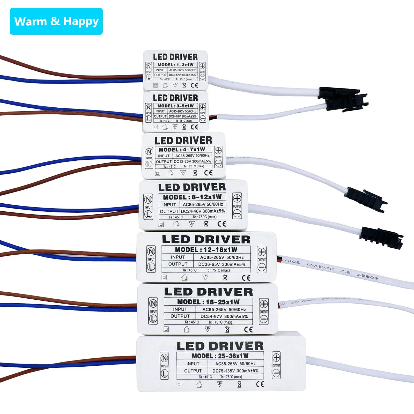 LED-Treiber 300mA 1-3W 4-7W 8-12W 18W 20W 18-25W 25-36W LED ...