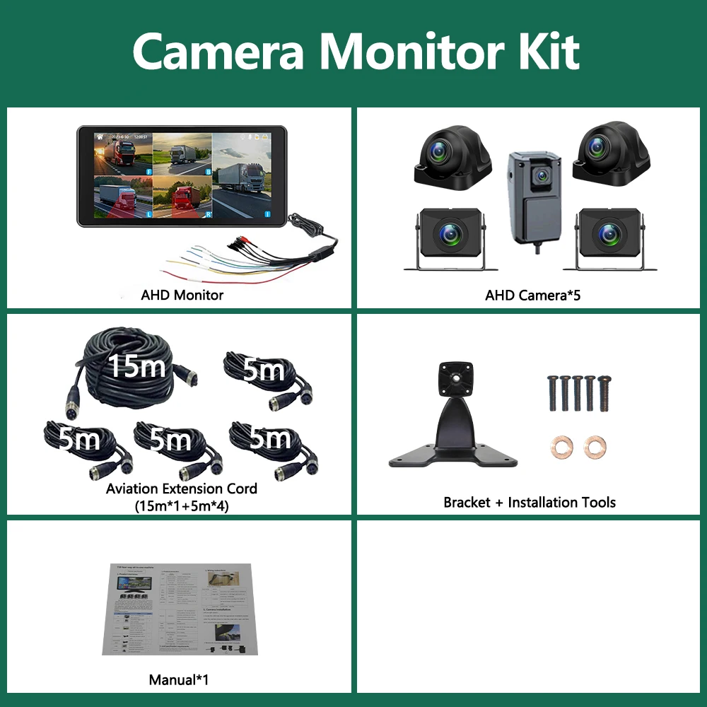 10.36 بوصة 5 قناة شاحنة نظام مراقبة الكاميرا BSD إنذار MP5 شاشة تعمل باللمس DVR مسجل فيديو السيارة AHD 1080P كاميرات عكسية