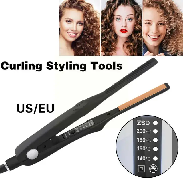Ultra-thin Hair Straightener Professional Styler Smoothing Comb Straightening Iron Curls Brush Curling Thick Wool Hot O4D0