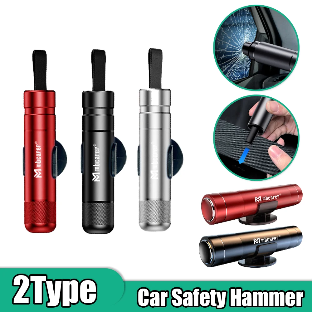 Safety Hammer Car Safety Hammer Auto Emergency Glass Window Breaker Seat Belt Cutter Life-Saving Emergency Car Aluminum Alloy Escape Hammer